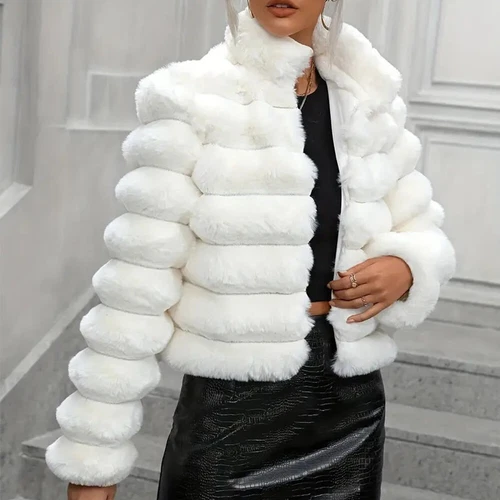 Faux Fur Coat Women's Fashion Warm Short Imitation Fur Coat Jacket - Picture 5 of 17