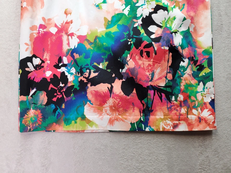 Falda recta y lápiz Worthington para mujer talla 12 multi floral algodón cremallera trasera Foto 3 de 4