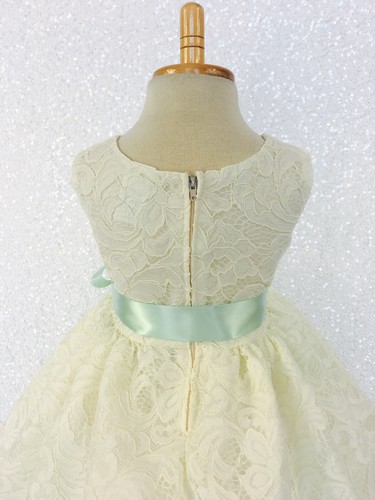 Ivory French Lace Off White Ribbon Flower Girl Dress Birthday Wedding Pageant - Picture 82 of 136