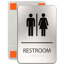 ADA Restroom Signs  6x9 inches Restroom Signs for Business Brushed Aluminum ...