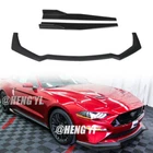 For 2018-2023 Ford Mustang Gt Ecoboost Front Bumper Lip Side Skirt Gloss Black