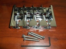 NEW Hipshot 4-String "A" Brass Bass Bridge, CHROME - CHOOSE YOUR SPACING 