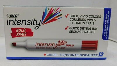 BIC Intensity Bold Dry Erase Marker,Chisel Tip, Red, Pack of 12