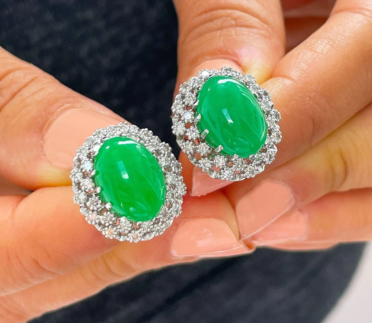 White gold jade earrings outlet
