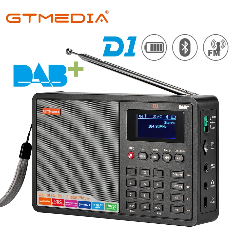 DAB+ Empfangsgerät FM Digitales Radio Lautsprecher UKW Musikbox Wecker für Auto - Bild 1 von 4