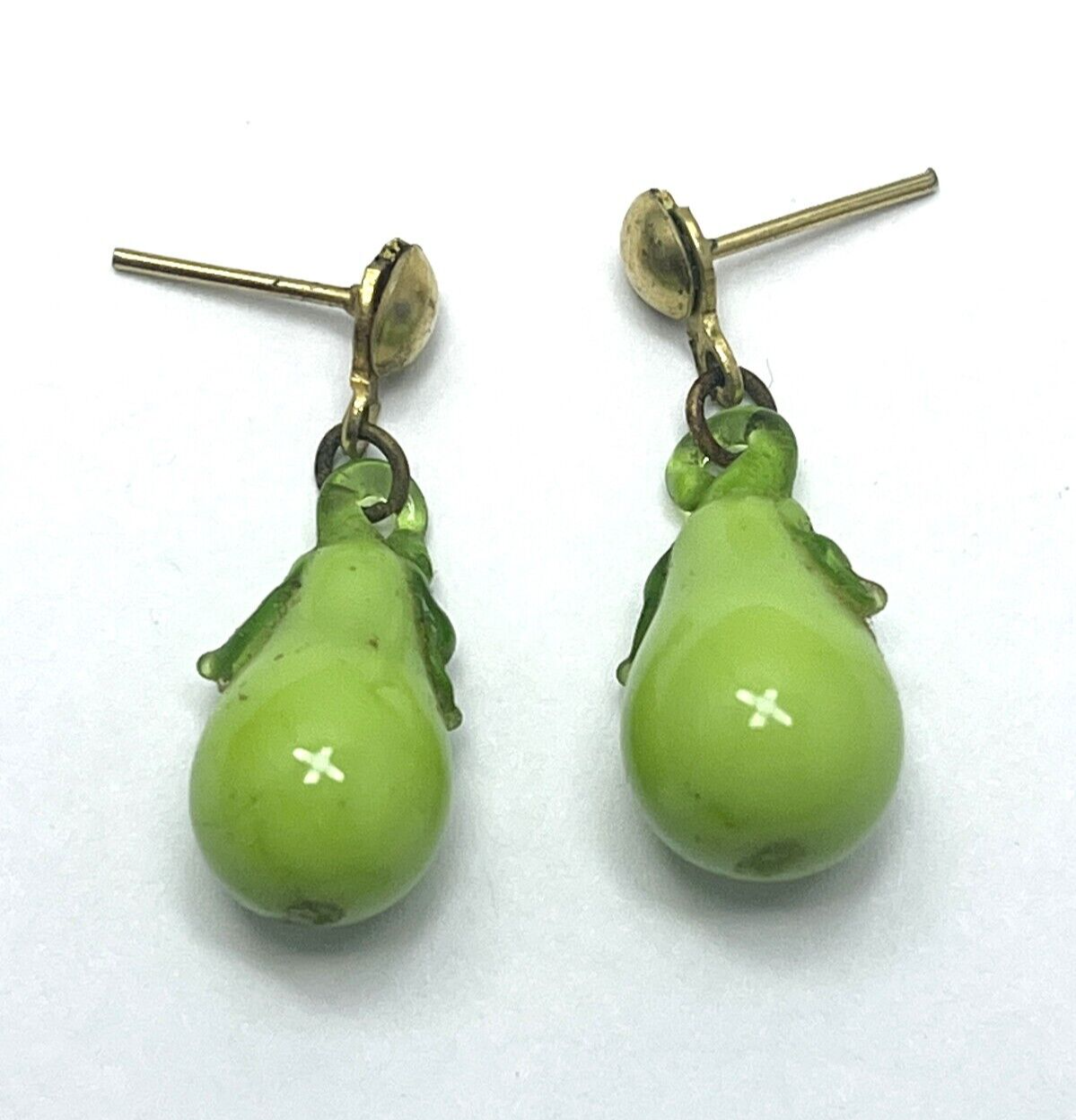 Vintage Green Pear Glass Fruit Earrings eBay