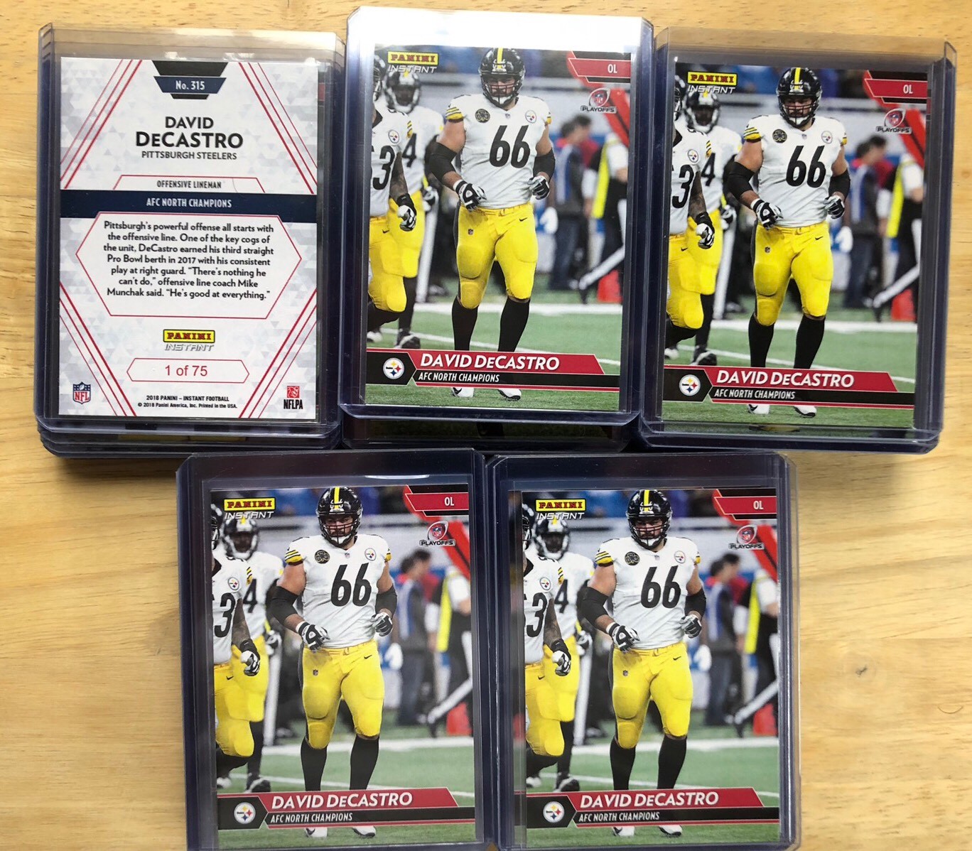(5) 2017 PANINI INSTANT AFC NORTH CHAMPS DAVID DECASTRO CARD 1 Of 75