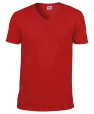 Gildan V-Neck T-Shirt Mens Short Sleeve Plain Ringspun Cotton Softstyle Tee Top
