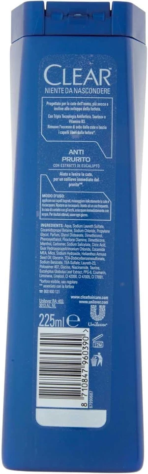 6 X Clear Männer Anti Juckreiz Schuppen Shampoo Mit Extrakte Von Eukalyptus - Bild 2 von 2