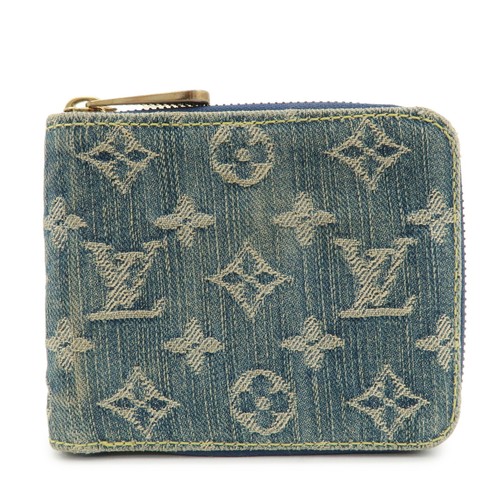 LLouis Vuitton Monogram Denim Mini Zippy Wallet Blue M95342 Authentic Used F/S