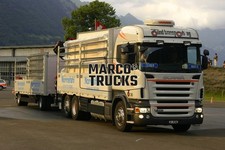 Truck photo  Scania R480 drawbar trailer Switzerland white Zünd transport   #j8f