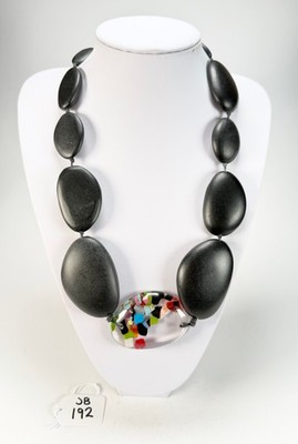 Jackie Brazil ''Matt Black & Cascade'' Long Flat Riverstones 65cm Necklace (N3700)
