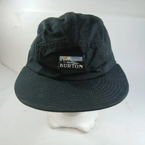 Burton Hat Cap 5 Panel Adjustable Strap Hiking Snowboard Outdoors Ski Black vtg