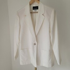 Vintage Ivory White Single Button Blazer Jacket retro y2k fall oversize staple