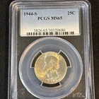 1944- S Silver Washington Quarter PCGS MS65