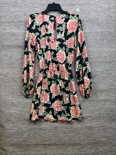 Show Me Your MuMu Dress Womens S Black Floral Fit & Flare Long Sleeve Mini