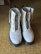 Dr. Doc Martens Twin-Zip White Leather Boots 8 Eye Air Wair Soles W 10 New w Box