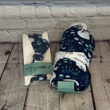 Gigi and Max Swan Pattern Bamboo Swaddle and Baby Bow