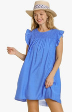 Umgee NWT Dress Size M Umgee NWT Women’s Dress Size M – Blue Smocked Ruffle Slee