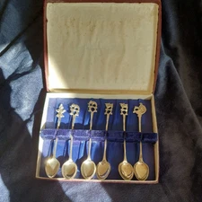 6x Silver Tone Demi Tasse Spoons - Indian / Asian Style - Elephant Budda