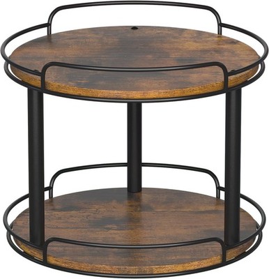 LU 12.2'' Wood Lazy Sn Turntable Organizer for Cabinet, 2 Tier Lazy