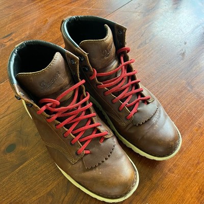 Danner Bull Run Lux Mens Brown Leather Gore-Tex Vibram Work Boots Red Laces