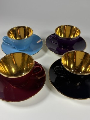 Konfetti Demitasse Expresso Teetassen Untertassen Denmark x4 Set Royal Vintage Chic
