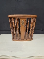 Tell City Chair Co #48 Andover Spindled Wastebasket Hard Rock Maple Waste Basket