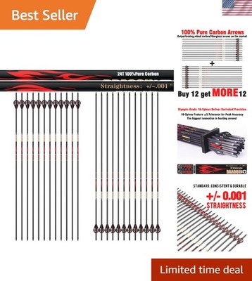 Unmatched Precision 100% Pure Carbon Archery Arrows, Buy 12 Get 12 Free Offer