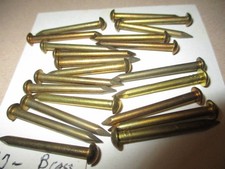 22--VINTAGE NOS, 1 1/4" X 11, BRASS PLATED, ROUND DOME HEAD ESCUTCHEON PINS