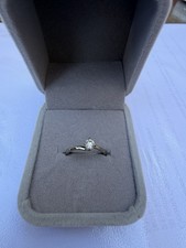 Hall marked Palladium round stone diamond Engagement Ring, Size K 2mm Band.