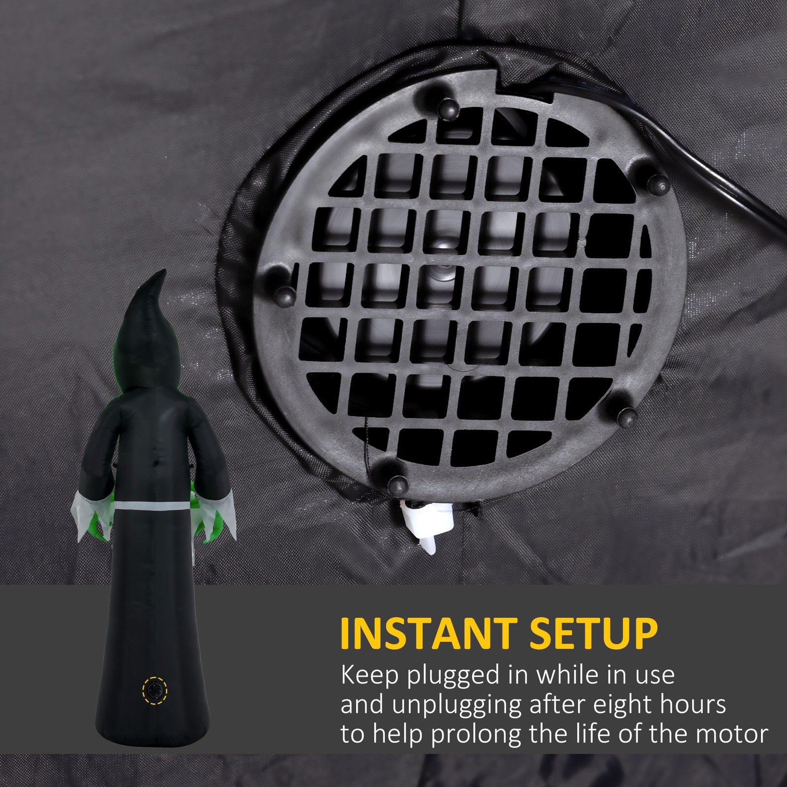 8ft Inflatable Halloween Mirror Face Ghost, Outdoor LED Display