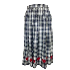 Vtg The Eagles Eye Primitive Plaid Embroidered Heart Skirt XL Teacher Country