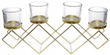35cm Gold Metal Geometric Candle Holder Tealight Stand Home Decor