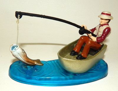 DecoPac Fishing Angler Landing Big Fish Birthday Cake Topper Desk Figurine