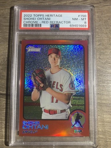 2022 Topps Heritage-Shohei Ohtani #150 Chrome Red Refractor /573 PSA 8 NM-MT