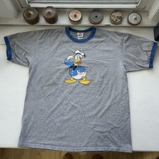 Disney Store Donald Duck Gray Blue Ringer Adult XL T-Shirt