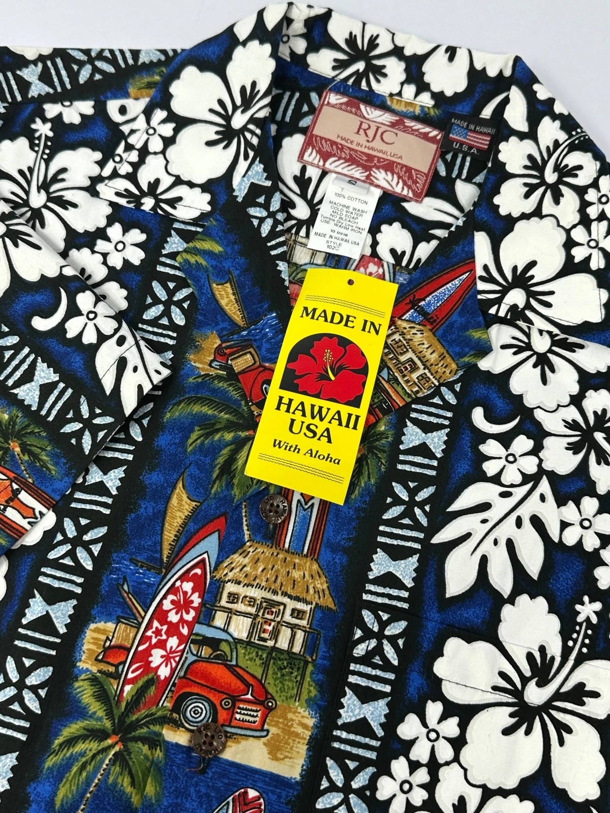 NEW RJC Men's Sz S Cotton Floral Hawaiian Shirt Made in Hawaii NWT R8