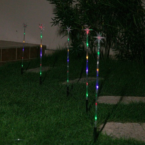 Stockholm Christmas Lights 30 LED Solar Path Light Starburst Multi Colour 5pc - Picture 8 of 12