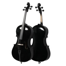High Quality Cello 4/4 Full Size Black BassWood Bag Bow Rosin Bridge