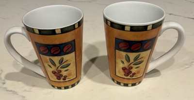 Set of 2 MSC Joie De Vivre Colorful Floral Coffee Mugs