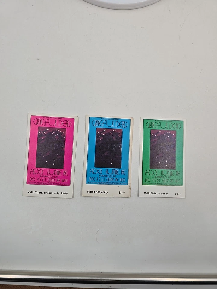 JUEGO COMPLETO DE ENTRADAS AGRADECIDAS SIN USAR DEL FILLMORE WEST DICIEMBRE 1969 Foto 2 de 4