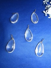 LOT OF 12 TEARDROP CRYSTAL SMOOTH GLASS PRISMS 1 1/2" LONG W WIRES 2" LONG