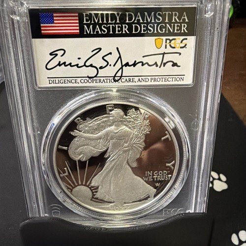 2022 (W) SILVER EAGLE PCGS PR 70 DCAM EMILY DAMSTRA SIGNED WP (Hoard)