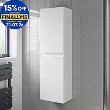 Bathroom Cabinet Flat Pack Gloss White Wall Hung Tall 350 x 250mm
