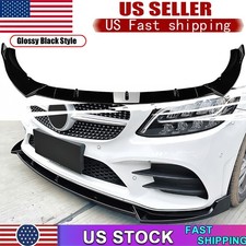 Front Spoiler Lip Splitter Gloss Black For Mercedes Benz W205 Amg Line 2019-2022
