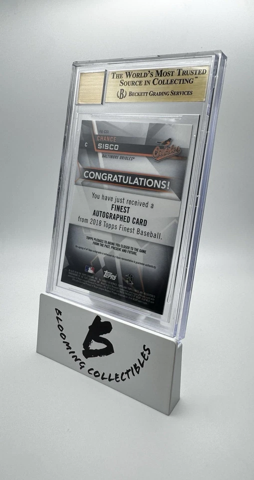Chance Sisco 2018 Topps Finest Green Wave Ref Auto RC /99 FA-CSI BGS 9.5 Orioles - Image 3 of 3