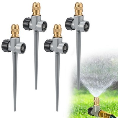 4 Pack Metal Lawn Sprinklers for Yard - 360° Coverage Water Sprinklers, Adjus...
