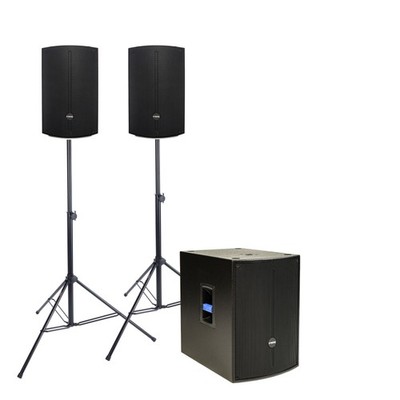 Audio Discovery 10A 15AS DSP Club Set, Aktive Lautsprecher, Bassbox, Stative