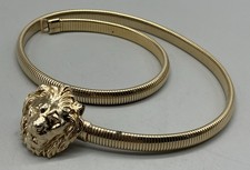 Vintage Accessocraft Gold Lion Head Stretch Omega Chain Belt 27 34" Made USA 80s